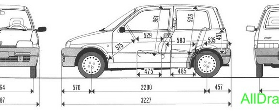 Fiat Cinquecento - drawings (drawings) of the car